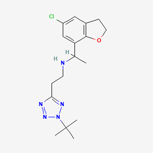 molecular formula C17H24ClN5O B7286697 N-[2-(2-tert-butyltetrazol-5-yl)ethyl]-1-(5-chloro-2,3-dihydro-1-benzofuran-7-yl)ethanamine 