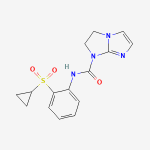 molecular formula C15H16N4O3S B7286701 N-(2-cyclopropylsulfonylphenyl)-2,3-dihydroimidazo[1,2-a]imidazole-1-carboxamide 