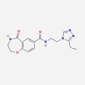 molecular formula C16H19N5O3 B7286750 N-[2-(3-ethyl-1,2,4-triazol-4-yl)ethyl]-5-oxo-3,4-dihydro-2H-1,4-benzoxazepine-7-carboxamide 