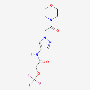 molecular formula C12H15F3N4O4 B7286825 N-[1-(2-morpholin-4-yl-2-oxoethyl)pyrazol-4-yl]-2-(trifluoromethoxy)acetamide 