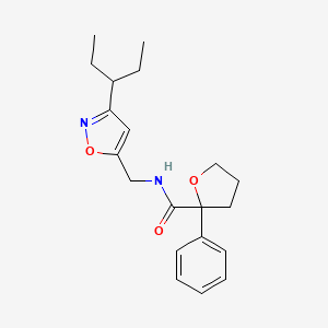 molecular formula C20H26N2O3 B7286940 N-[(3-pentan-3-yl-1,2-oxazol-5-yl)methyl]-2-phenyloxolane-2-carboxamide 