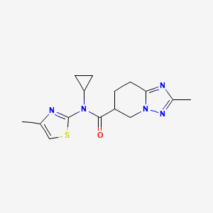 molecular formula C15H19N5OS B7287242 N-cyclopropyl-2-methyl-N-(4-methyl-1,3-thiazol-2-yl)-5,6,7,8-tetrahydro-[1,2,4]triazolo[1,5-a]pyridine-6-carboxamide 