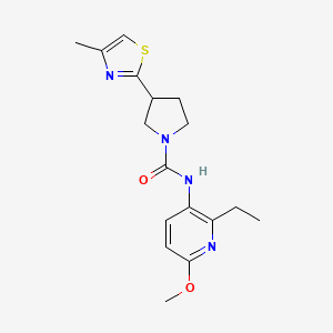 molecular formula C17H22N4O2S B7287249 N-(2-ethyl-6-methoxypyridin-3-yl)-3-(4-methyl-1,3-thiazol-2-yl)pyrrolidine-1-carboxamide 