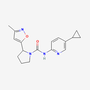 molecular formula C17H20N4O2 B7287284 N-(5-cyclopropylpyridin-2-yl)-2-(3-methyl-1,2-oxazol-5-yl)pyrrolidine-1-carboxamide 