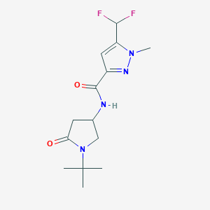 molecular formula C14H20F2N4O2 B7287291 N-(1-tert-butyl-5-oxopyrrolidin-3-yl)-5-(difluoromethyl)-1-methylpyrazole-3-carboxamide 