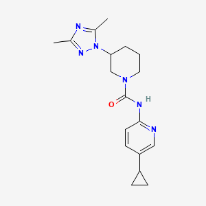molecular formula C18H24N6O B7287299 N-(5-cyclopropylpyridin-2-yl)-3-(3,5-dimethyl-1,2,4-triazol-1-yl)piperidine-1-carboxamide 