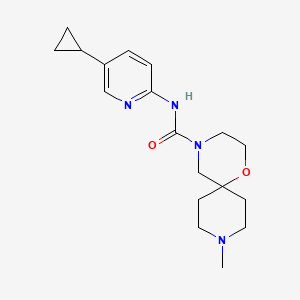 molecular formula C18H26N4O2 B7287306 N-(5-cyclopropylpyridin-2-yl)-9-methyl-1-oxa-4,9-diazaspiro[5.5]undecane-4-carboxamide 