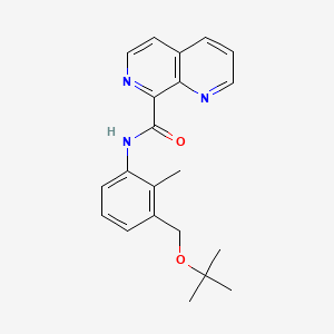 molecular formula C21H23N3O2 B7287343 N-[2-methyl-3-[(2-methylpropan-2-yl)oxymethyl]phenyl]-1,7-naphthyridine-8-carboxamide 