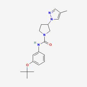 molecular formula C19H26N4O2 B7287364 N-[3-[(2-methylpropan-2-yl)oxy]phenyl]-3-(4-methylpyrazol-1-yl)pyrrolidine-1-carboxamide 