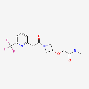 molecular formula C15H18F3N3O3 B7287394 N,N-dimethyl-2-[1-[2-[6-(trifluoromethyl)pyridin-2-yl]acetyl]azetidin-3-yl]oxyacetamide 