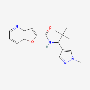 molecular formula C17H20N4O2 B7287423 N-[2,2-dimethyl-1-(1-methylpyrazol-4-yl)propyl]furo[3,2-b]pyridine-2-carboxamide 