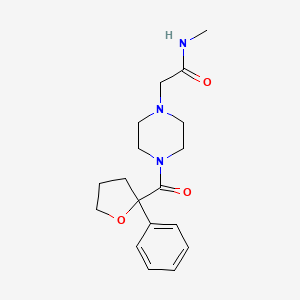molecular formula C18H25N3O3 B7287480 N-methyl-2-[4-(2-phenyloxolane-2-carbonyl)piperazin-1-yl]acetamide 