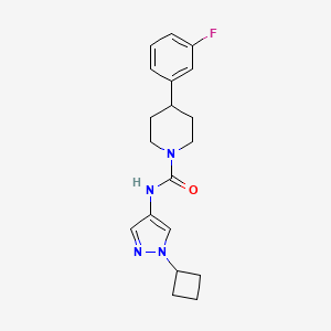 molecular formula C19H23FN4O B7287554 N-(1-cyclobutylpyrazol-4-yl)-4-(3-fluorophenyl)piperidine-1-carboxamide 
