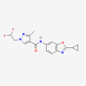 molecular formula C17H16F2N4O2 B7287556 N-(2-cyclopropyl-1,3-benzoxazol-6-yl)-1-(2,2-difluoroethyl)-3-methylpyrazole-4-carboxamide 