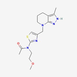 molecular formula C16H23N5O2S B7287587 N-(2-methoxyethyl)-N-[4-[(3-methyl-2,4,5,6-tetrahydropyrazolo[3,4-b]pyridin-7-yl)methyl]-1,3-thiazol-2-yl]acetamide 