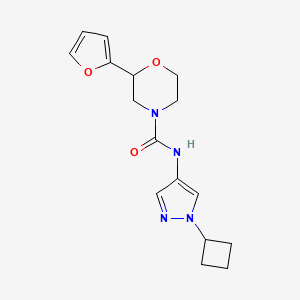 molecular formula C16H20N4O3 B7287599 N-(1-cyclobutylpyrazol-4-yl)-2-(furan-2-yl)morpholine-4-carboxamide 