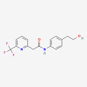 molecular formula C16H15F3N2O2 B7287740 N-[4-(2-hydroxyethyl)phenyl]-2-[6-(trifluoromethyl)pyridin-2-yl]acetamide 