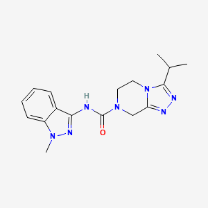 molecular formula C17H21N7O B7287759 N-(1-methylindazol-3-yl)-3-propan-2-yl-6,8-dihydro-5H-[1,2,4]triazolo[4,3-a]pyrazine-7-carboxamide 
