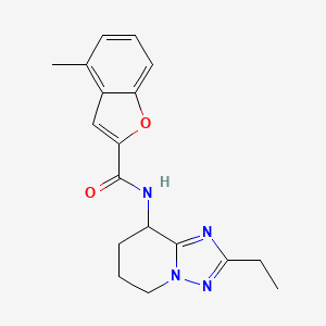 molecular formula C18H20N4O2 B7287770 N-(2-ethyl-5,6,7,8-tetrahydro-[1,2,4]triazolo[1,5-a]pyridin-8-yl)-4-methyl-1-benzofuran-2-carboxamide 