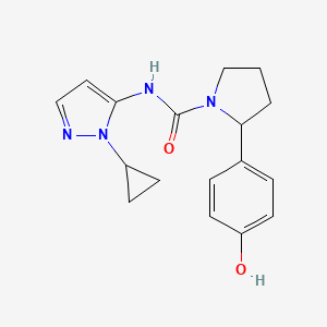 molecular formula C17H20N4O2 B7287811 N-(2-cyclopropylpyrazol-3-yl)-2-(4-hydroxyphenyl)pyrrolidine-1-carboxamide 