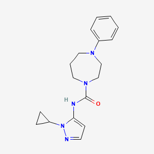 molecular formula C18H23N5O B7287821 N-(2-cyclopropylpyrazol-3-yl)-4-phenyl-1,4-diazepane-1-carboxamide 