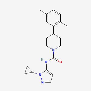 molecular formula C20H26N4O B7287825 N-(2-cyclopropylpyrazol-3-yl)-4-(2,5-dimethylphenyl)piperidine-1-carboxamide 