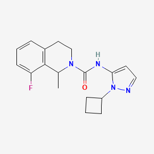 molecular formula C18H21FN4O B7287975 N-(2-cyclobutylpyrazol-3-yl)-8-fluoro-1-methyl-3,4-dihydro-1H-isoquinoline-2-carboxamide 