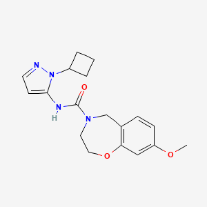 molecular formula C18H22N4O3 B7287985 N-(2-cyclobutylpyrazol-3-yl)-8-methoxy-3,5-dihydro-2H-1,4-benzoxazepine-4-carboxamide 