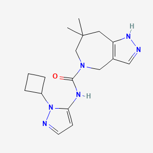 molecular formula C17H24N6O B7287997 N-(2-cyclobutylpyrazol-3-yl)-7,7-dimethyl-1,4,6,8-tetrahydropyrazolo[4,3-c]azepine-5-carboxamide 
