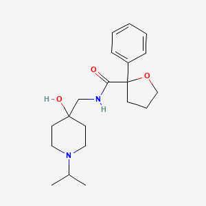 molecular formula C20H30N2O3 B7288005 N-[(4-hydroxy-1-propan-2-ylpiperidin-4-yl)methyl]-2-phenyloxolane-2-carboxamide 