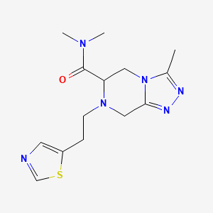 molecular formula C14H20N6OS B7288037 N,N,3-trimethyl-7-[2-(1,3-thiazol-5-yl)ethyl]-6,8-dihydro-5H-[1,2,4]triazolo[4,3-a]pyrazine-6-carboxamide 