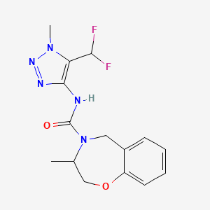 molecular formula C15H17F2N5O2 B7288074 N-[5-(difluoromethyl)-1-methyltriazol-4-yl]-3-methyl-3,5-dihydro-2H-1,4-benzoxazepine-4-carboxamide 