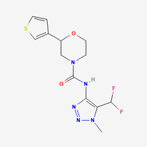 molecular formula C13H15F2N5O2S B7288079 N-[5-(difluoromethyl)-1-methyltriazol-4-yl]-2-thiophen-3-ylmorpholine-4-carboxamide 