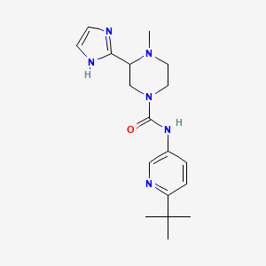 molecular formula C18H26N6O B7288088 N-(6-tert-butylpyridin-3-yl)-3-(1H-imidazol-2-yl)-4-methylpiperazine-1-carboxamide 