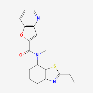 molecular formula C18H19N3O2S B7288114 N-(2-ethyl-4,5,6,7-tetrahydro-1,3-benzothiazol-7-yl)-N-methylfuro[3,2-b]pyridine-2-carboxamide 