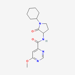 molecular formula C16H22N4O3 B7288134 N-(1-cyclohexyl-2-oxopyrrolidin-3-yl)-6-methoxypyrimidine-4-carboxamide 
