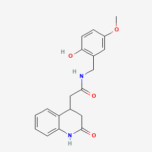molecular formula C19H20N2O4 B7288178 N-[(2-hydroxy-5-methoxyphenyl)methyl]-2-(2-oxo-3,4-dihydro-1H-quinolin-4-yl)acetamide 