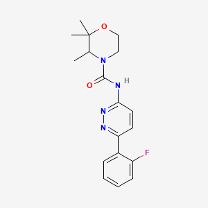 molecular formula C18H21FN4O2 B7288210 N-[6-(2-fluorophenyl)pyridazin-3-yl]-2,2,3-trimethylmorpholine-4-carboxamide 