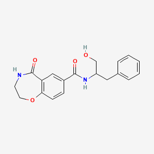 molecular formula C19H20N2O4 B7288307 N-(1-hydroxy-3-phenylpropan-2-yl)-5-oxo-3,4-dihydro-2H-1,4-benzoxazepine-7-carboxamide 