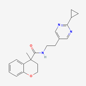 molecular formula C20H23N3O2 B7288325 N-[2-(2-cyclopropylpyrimidin-5-yl)ethyl]-4-methyl-2,3-dihydrochromene-4-carboxamide 