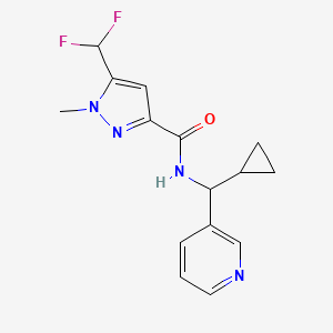 molecular formula C15H16F2N4O B7288397 N-[cyclopropyl(pyridin-3-yl)methyl]-5-(difluoromethyl)-1-methylpyrazole-3-carboxamide 