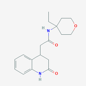 molecular formula C18H24N2O3 B7288412 N-(4-ethyloxan-4-yl)-2-(2-oxo-3,4-dihydro-1H-quinolin-4-yl)acetamide 