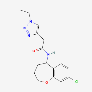 molecular formula C16H19ClN4O2 B7288574 N-(8-chloro-2,3,4,5-tetrahydro-1-benzoxepin-5-yl)-2-(1-ethyltriazol-4-yl)acetamide 