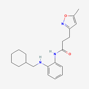 molecular formula C20H27N3O2 B7288659 N-[2-(cyclohexylmethylamino)phenyl]-3-(5-methyl-1,2-oxazol-3-yl)propanamide 
