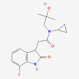 molecular formula C17H21FN2O3 B7288913 N-cyclopropyl-2-(7-fluoro-2-oxo-1,3-dihydroindol-3-yl)-N-(2-hydroxy-2-methylpropyl)acetamide 