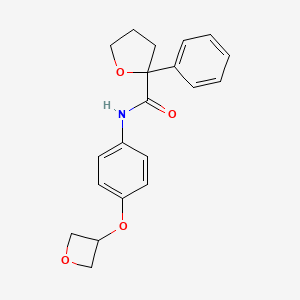 molecular formula C20H21NO4 B7289019 N-[4-(oxetan-3-yloxy)phenyl]-2-phenyloxolane-2-carboxamide 