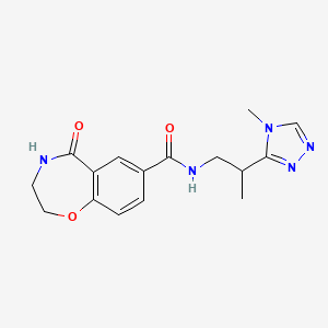 molecular formula C16H19N5O3 B7289048 N-[2-(4-methyl-1,2,4-triazol-3-yl)propyl]-5-oxo-3,4-dihydro-2H-1,4-benzoxazepine-7-carboxamide 