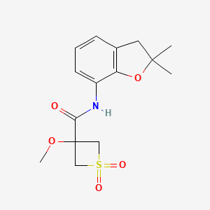molecular formula C15H19NO5S B7289089 N-(2,2-dimethyl-3H-1-benzofuran-7-yl)-3-methoxy-1,1-dioxothietane-3-carboxamide 