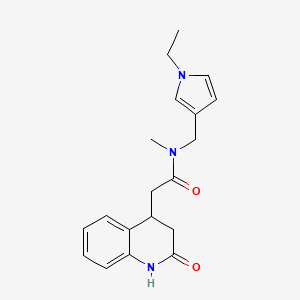 molecular formula C19H23N3O2 B7289116 N-[(1-ethylpyrrol-3-yl)methyl]-N-methyl-2-(2-oxo-3,4-dihydro-1H-quinolin-4-yl)acetamide 