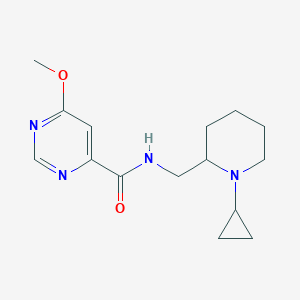 molecular formula C15H22N4O2 B7289196 N-[(1-cyclopropylpiperidin-2-yl)methyl]-6-methoxypyrimidine-4-carboxamide 